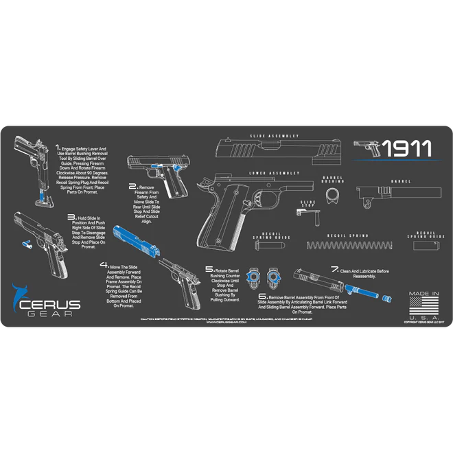 1911 instructional handgun mat black/blue Cerus