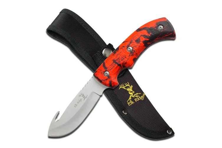 Gut Hook Skinner knife red camo Elk Ridge